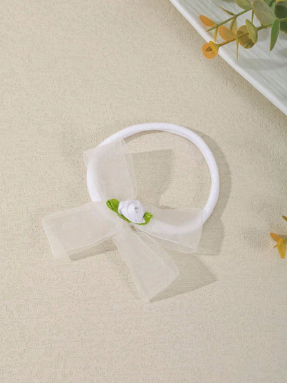 3/4/7pcs Set New Handmade Tulle Bow Baby Headbands, Cute 3D Flower & Bow Design Soft Comfortable Seamless Princess Hair Accessories (Excluding Display Card)