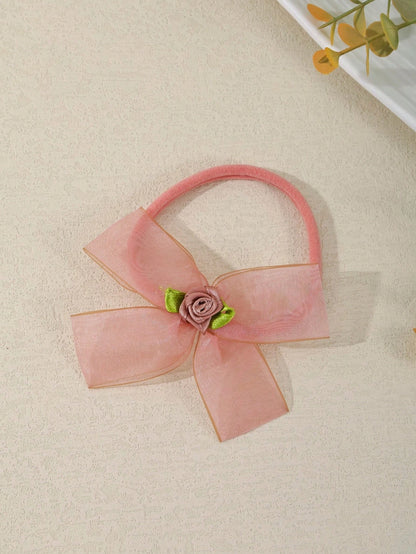 3/4/7pcs Set New Handmade Tulle Bow Baby Headbands, Cute 3D Flower & Bow Design Soft Comfortable Seamless Princess Hair Accessories (Excluding Display Card)