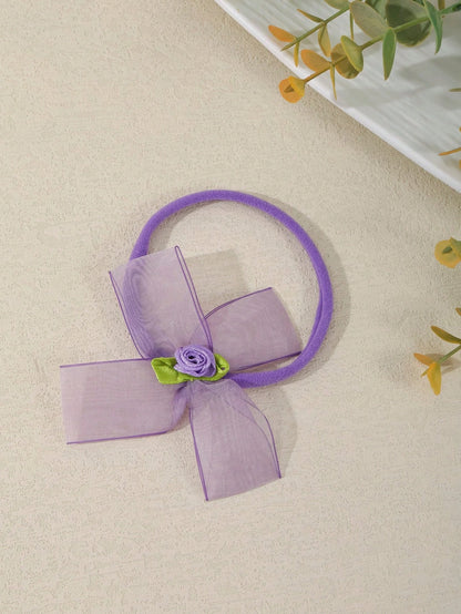 3/4/7pcs Set New Handmade Tulle Bow Baby Headbands, Cute 3D Flower & Bow Design Soft Comfortable Seamless Princess Hair Accessories (Excluding Display Card)