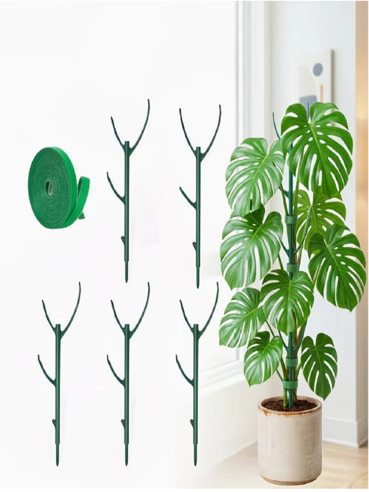 3/6pcs Monstera Plant Support Stakes, 5 Support Frames And 1 Roll Hook And Loop Straps, Stackable Tall Stakes With Hook And Loop Ties, Designed For Climbing Plant Stem Support, Durable Outdoor Garden