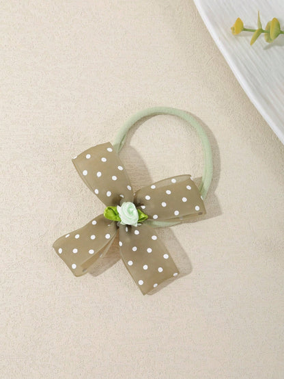 3/6pcs Set New Polka Dot Mesh Handmade Bow Baby Headbands, Cute 3D Flower Bow Decor Infant Hair Accessories, Soft Comfortable Seamless Princess Headwear (Excluding Display Card)