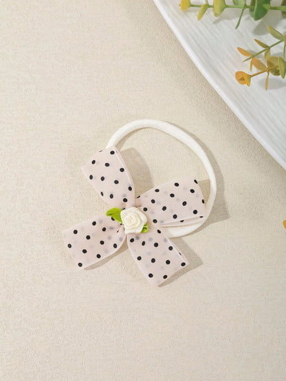 3/6pcs Set New Polka Dot Mesh Handmade Bow Baby Headbands, Cute 3D Flower Bow Decor Infant Hair Accessories, Soft Comfortable Seamless Princess Headwear (Excluding Display Card)