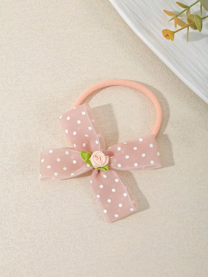 3/6pcs Set New Polka Dot Mesh Handmade Bow Baby Headbands, Cute 3D Flower Bow Decor Infant Hair Accessories, Soft Comfortable Seamless Princess Headwear (Excluding Display Card)