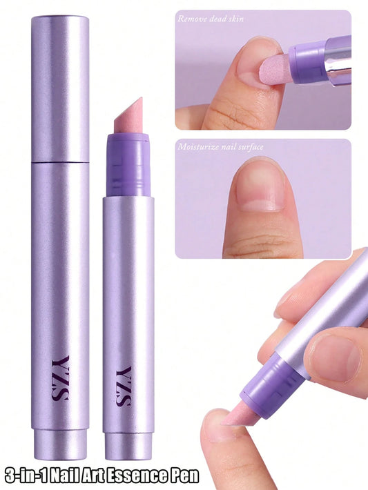 3-In-1 Cuticle Oil Pen Cuticle Pusher Nail Oil Pen With Ceramic Tip, Cuticle Treatment For Hangnails, Dry & Damaged Nails, Nail Cuticle Remover Pen