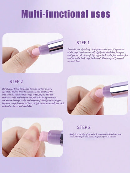 3-In-1 Cuticle Oil Pen Cuticle Pusher Nail Oil Pen With Ceramic Tip, Cuticle Treatment For Hangnails, Dry & Damaged Nails, Nail Cuticle Remover Pen