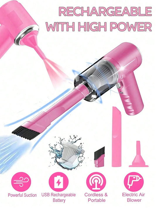 3-In-1 Handheld Vacuum Cleaner- 2000mAh, Fast Charging, Powerful Wet/Dry Suction For Car, Home And Pets, USB-C Charging, Washable Filter, Low Noise Air Purifier And Multi-Function Nozzle Set, Essenti