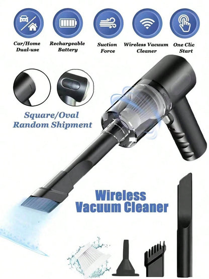 3-In-1 Handheld Vacuum Cleaner- 2000mAh, Fast Charging, Powerful Wet/Dry Suction For Car, Home And Pets, USB-C Charging, Washable Filter, Low Noise Air Purifier And Multi-Function Nozzle Set, Essenti