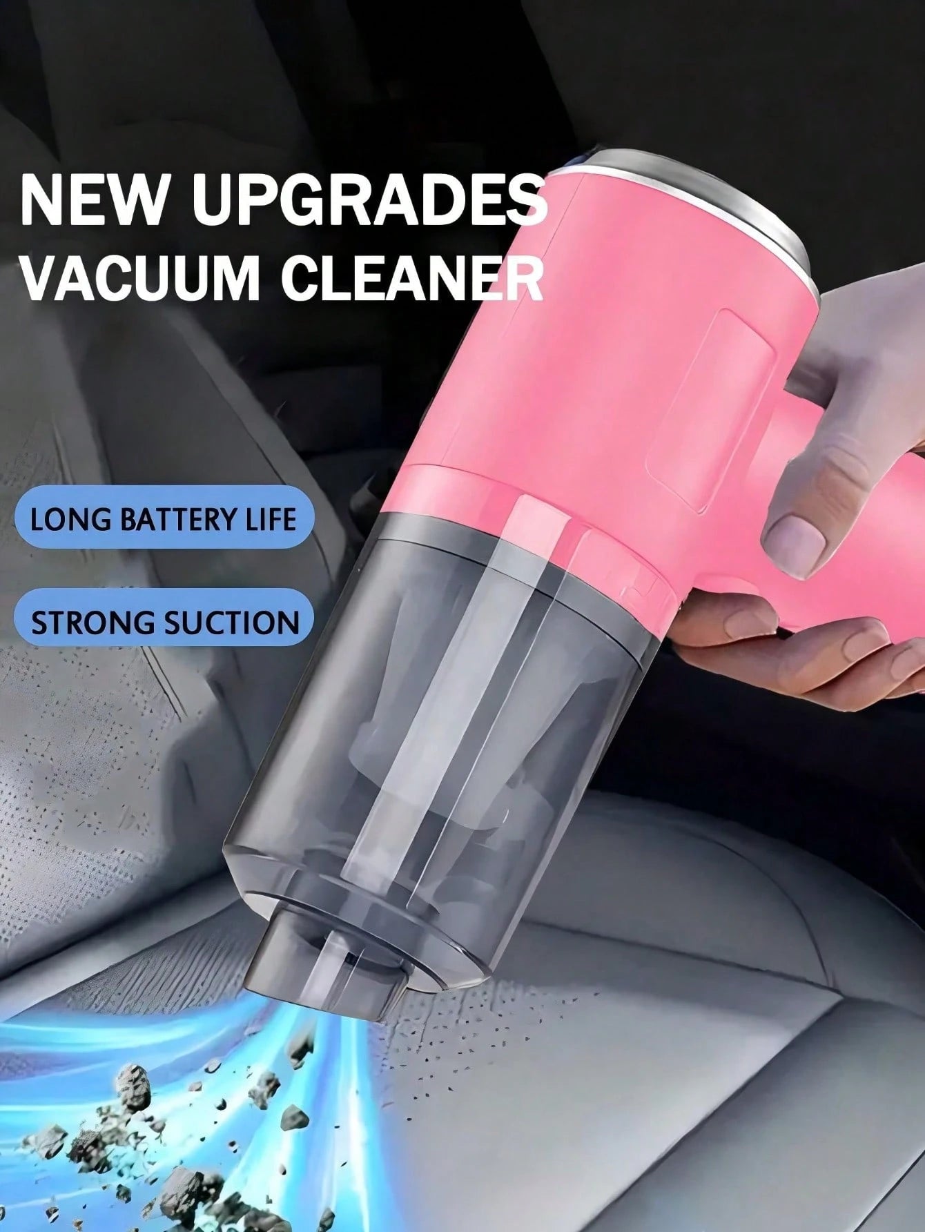 3-In-1 Handheld Vacuum Cleaner- 2000mAh, Fast Charging, Powerful Wet/Dry Suction For Car, Home And Pets, USB-C Charging, Washable Filter, Low Noise Air Purifier And Multi-Function Nozzle Set, Essenti
