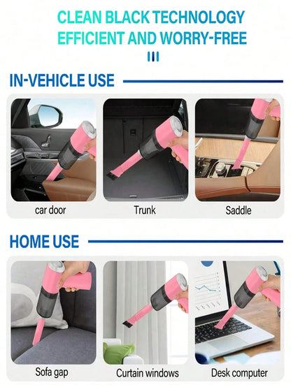 3-In-1 Handheld Vacuum Cleaner- 2000mAh, Fast Charging, Powerful Wet/Dry Suction For Car, Home And Pets, USB-C Charging, Washable Filter, Low Noise Air Purifier And Multi-Function Nozzle Set, Essenti