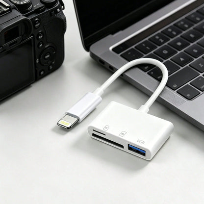 3-In-1 SD TF Micro SD Card Reader, USB-C/Lightning Adapter, High-Speed Data Transfer, Plug And Play, Compatible With Camera/Phone/Laptop, Suitable For US/EU/UK/AU Standards