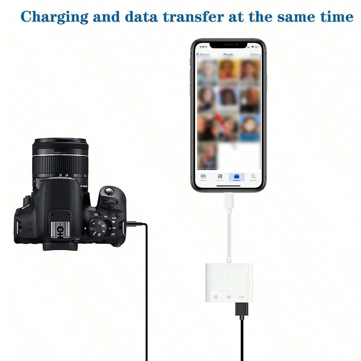 3-In-1 SD TF Micro SD Card Reader, USB-C/Lightning Adapter, High-Speed Data Transfer, Plug And Play, Compatible With Camera/Phone/Laptop, Suitable For US/EU/UK/AU Standards