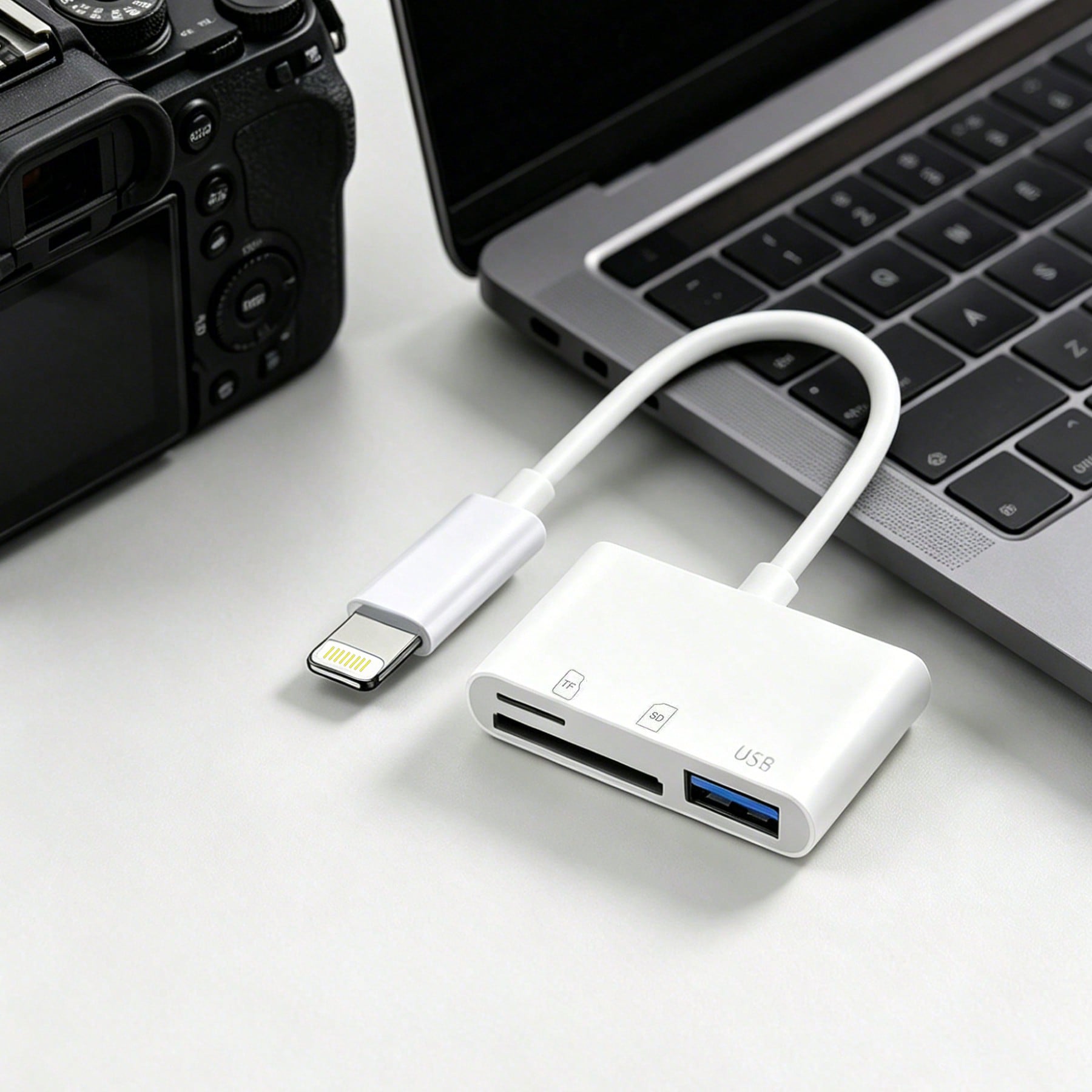 3-In-1 SD TF Micro SD Card Reader, USB-C/Lightning Adapter, High-Speed Data Transfer, Plug And Play, Compatible With Camera/Phone/Laptop, Suitable For US/EU/UK/AU Standards
