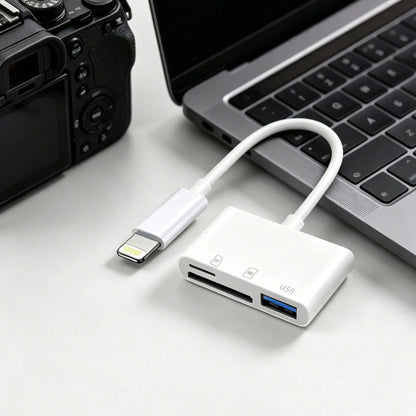 3-In-1 SD TF Micro SD Card Reader, USB-C/Lightning Adapter, High-Speed Data Transfer, Plug And Play, Compatible With Camera/Phone/Laptop, Suitable For US/EU/UK/AU Standards