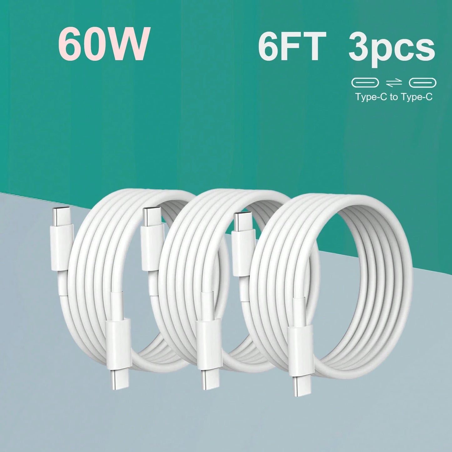 3-Pack 6FT USB-C To USB-C Fast Charging Cable: Compatible With I Phone 15/16 Series, IPad, Redmi, OnePlus & More Compatible With IPhone 16, 16 Pro Max, 15, 15 Plus, 15 Pro, 15 Pro Max,Compatible With