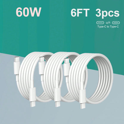 3-Pack 6FT USB-C To USB-C Fast Charging Cable: Compatible With I Phone 15/16 Series, IPad, Redmi, OnePlus & More Compatible With IPhone 16, 16 Pro Max, 15, 15 Plus, 15 Pro, 15 Pro Max,Compatible With