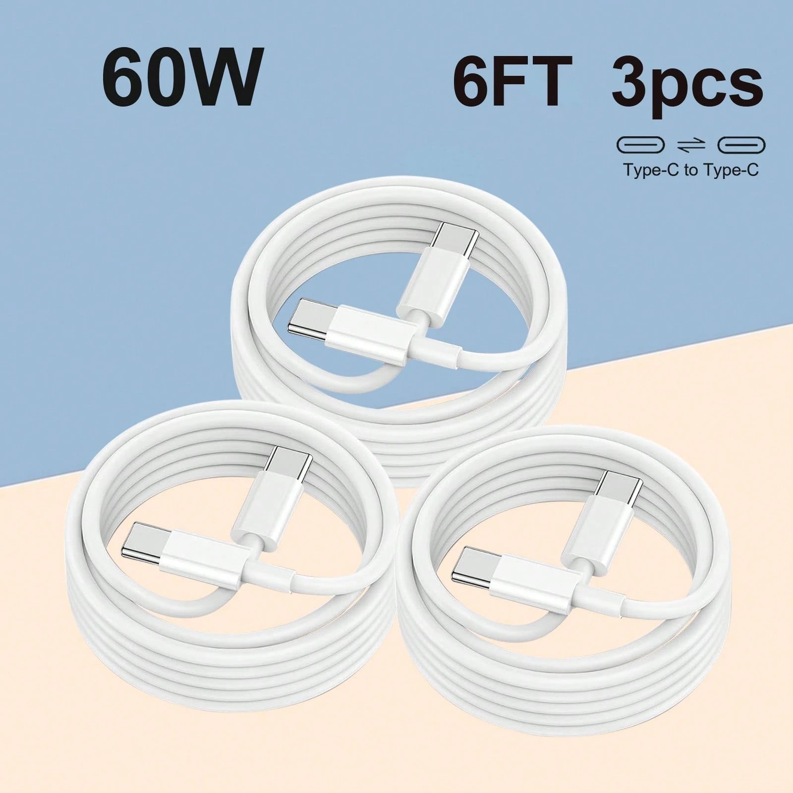 3-Pack 6FT USB-C To USB-C Fast Charging Cable: Compatible With I Phone 15/16 Series, IPad, Redmi, OnePlus & More Compatible With IPhone 16, 16 Pro Max, 15, 15 Plus, 15 Pro, 15 Pro Max,Compatible With