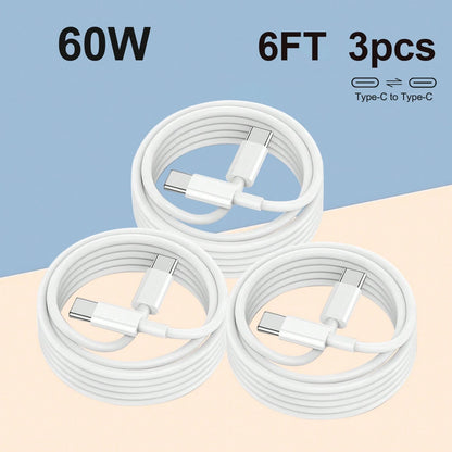 3-Pack 6FT USB-C To USB-C Fast Charging Cable: Compatible With I Phone 15/16 Series, IPad, Redmi, OnePlus & More Compatible With IPhone 16, 16 Pro Max, 15, 15 Plus, 15 Pro, 15 Pro Max,Compatible With