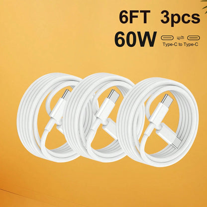 3-Pack 6FT USB-C To USB-C Fast Charging Cable: Compatible With I Phone 15/16 Series, IPad, Redmi, OnePlus & More Compatible With IPhone 16, 16 Pro Max, 15, 15 Plus, 15 Pro, 15 Pro Max,Compatible With