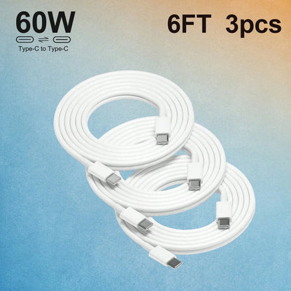 3-Pack 6FT USB-C To USB-C Fast Charging Cable: Compatible With I Phone 15/16 Series, IPad, Redmi, OnePlus & More Compatible With IPhone 16, 16 Pro Max, 15, 15 Plus, 15 Pro, 15 Pro Max,Compatible With