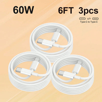 3-Pack 6FT USB-C To USB-C Fast Charging Cable: Compatible With I Phone 15/16 Series, IPad, Redmi, OnePlus & More Compatible With IPhone 16, 16 Pro Max, 15, 15 Plus, 15 Pro, 15 Pro Max,Compatible With