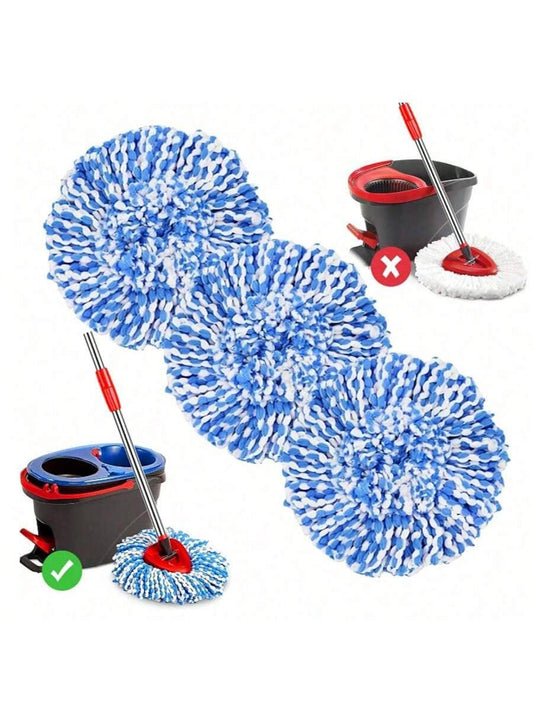 3 Pack Mop Replace Heads For O-Cedar Rinse Clean 2 Tank System, Spin Mop Replacement Head, Fluffy Microfiber O-Cedar Mop Refill Replace Head, Machine Washable, All Hard-Surfaced Floors Cleaning