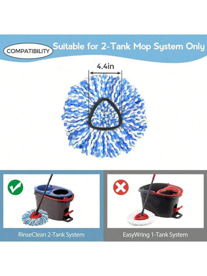 3 Pack Mop Replace Heads For O-Cedar Rinse Clean 2 Tank System, Spin Mop Replacement Head, Fluffy Microfiber O-Cedar Mop Refill Replace Head, Machine Washable, All Hard-Surfaced Floors Cleaning
