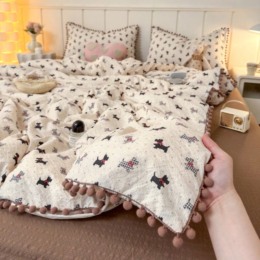 3 PiecesSpherical Korean Lace Bedding Set, Soft And Comfortable, Skin-Friendly And Delicate, Suitable For Bedroom, Guest Room, Student Dorm, Suitable For The Whole Family, 1 Flat Sheet + 2 Pillowcases