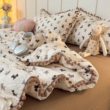 3 PiecesSpherical Korean Lace Bedding Set, Soft And Comfortable, Skin-Friendly And Delicate, Suitable For Bedroom, Guest Room, Student Dorm, Suitable For The Whole Family, 1 Flat Sheet + 2 Pillowcases