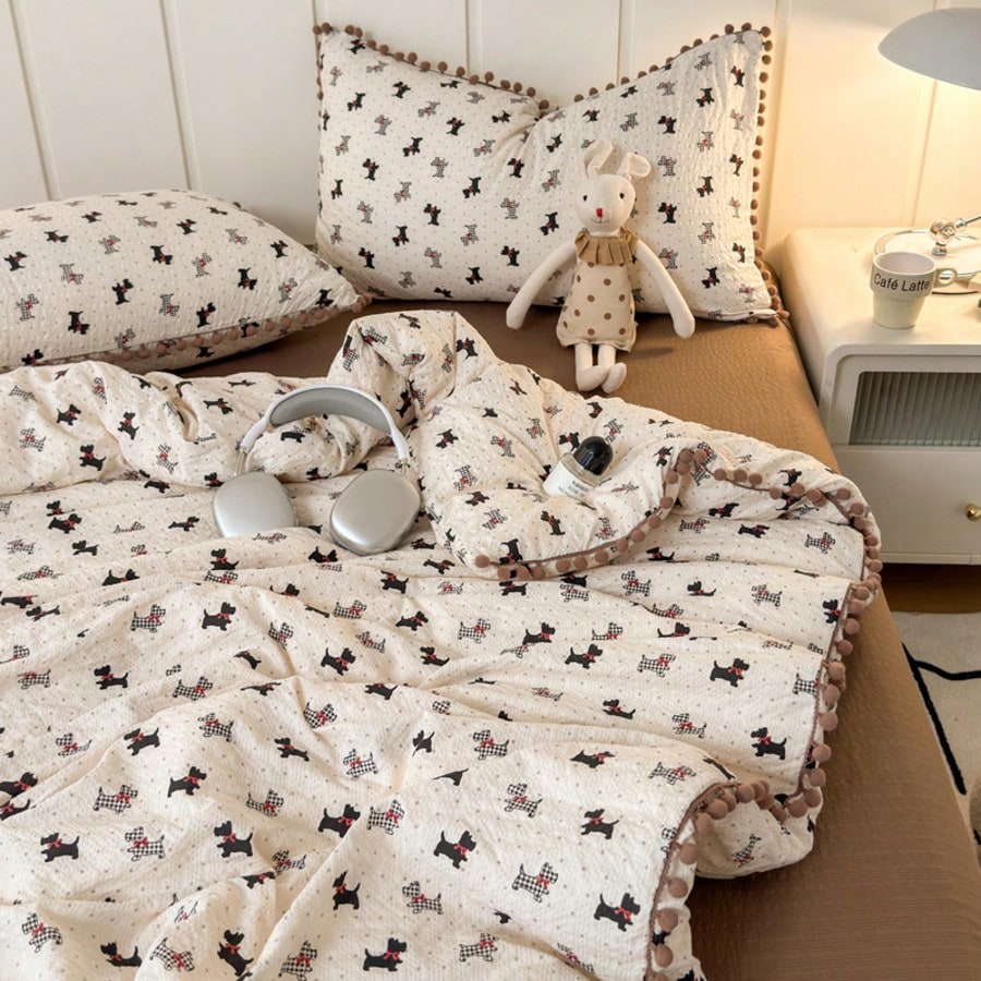 3 PiecesSpherical Korean Lace Bedding Set, Soft And Comfortable, Skin-Friendly And Delicate, Suitable For Bedroom, Guest Room, Student Dorm, Suitable For The Whole Family, 1 Flat Sheet + 2 Pillowcases