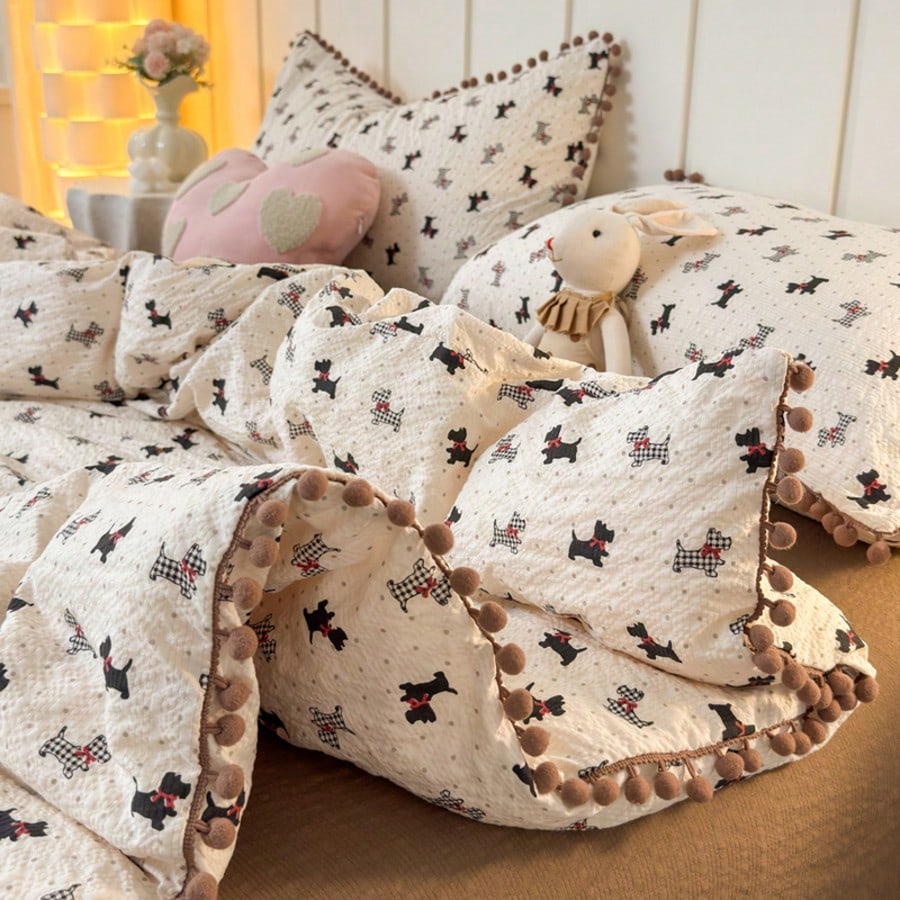 3 PiecesSpherical Korean Lace Bedding Set, Soft And Comfortable, Skin-Friendly And Delicate, Suitable For Bedroom, Guest Room, Student Dorm, Suitable For The Whole Family, 1 Flat Sheet + 2 Pillowcases