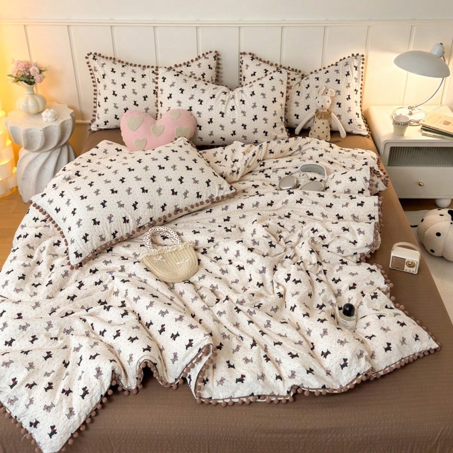 3 PiecesSpherical Korean Lace Bedding Set, Soft And Comfortable, Skin-Friendly And Delicate, Suitable For Bedroom, Guest Room, Student Dorm, Suitable For The Whole Family, 1 Flat Sheet + 2 Pillowcases