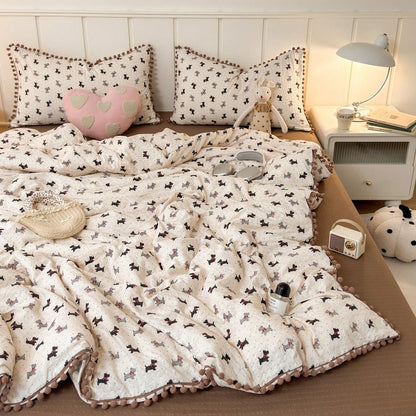 3 PiecesSpherical Korean Lace Bedding Set, Soft And Comfortable, Skin-Friendly And Delicate, Suitable For Bedroom, Guest Room, Student Dorm, Suitable For The Whole Family, 1 Flat Sheet + 2 Pillowcases