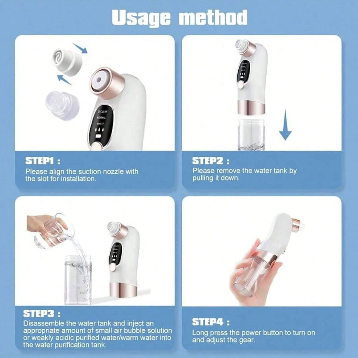 3-Speed Adjustable Blackhead Remover- Facial Blackhead Extractor Tool With 6 Suction Heads, Pore Vacuum Suction, USB Rechargeable, 400mAh Lithium Battery, Powerful Suction, Unisex