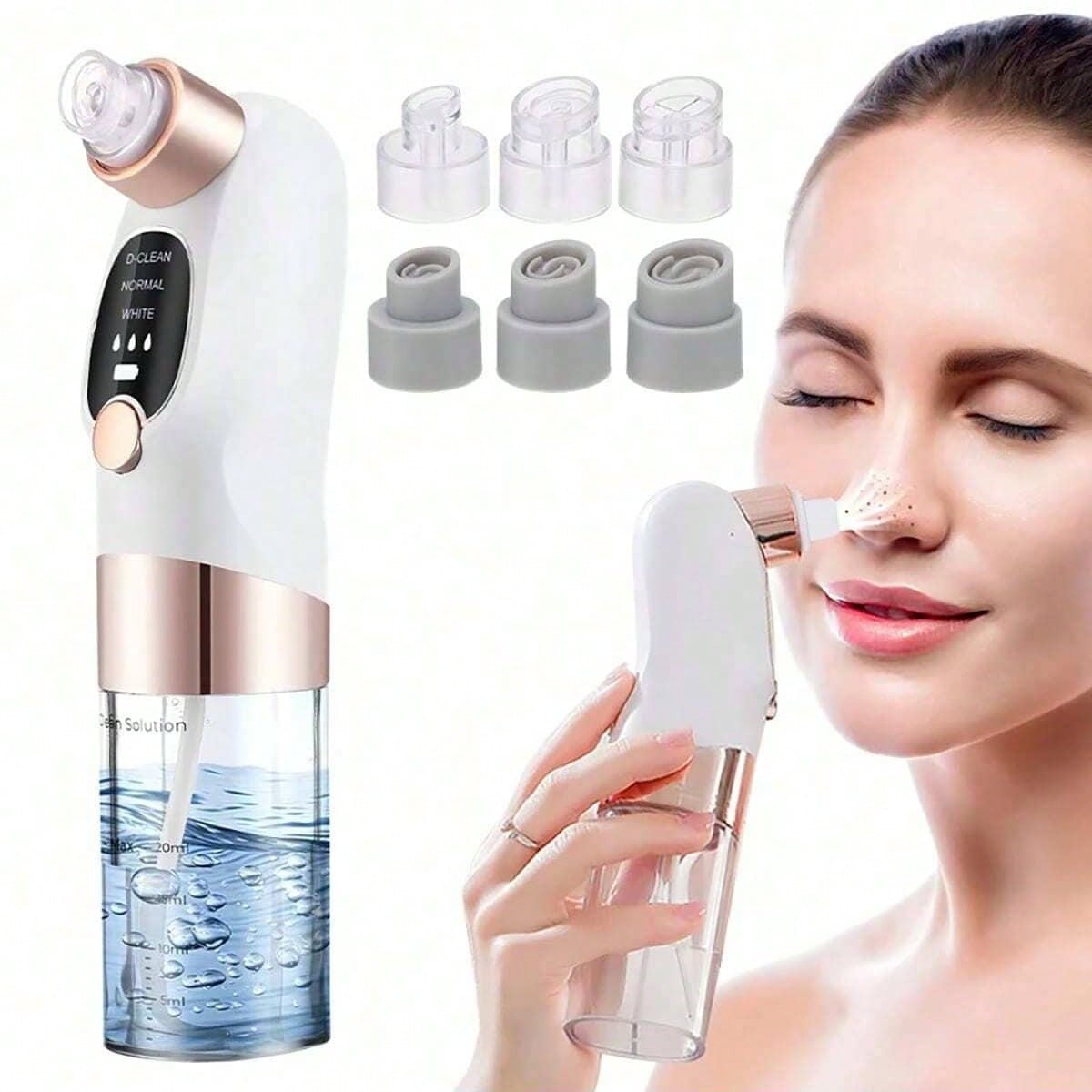 3-Speed Adjustable Blackhead Remover- Facial Blackhead Extractor Tool With 6 Suction Heads, Pore Vacuum Suction, USB Rechargeable, 400mAh Lithium Battery, Powerful Suction, Unisex