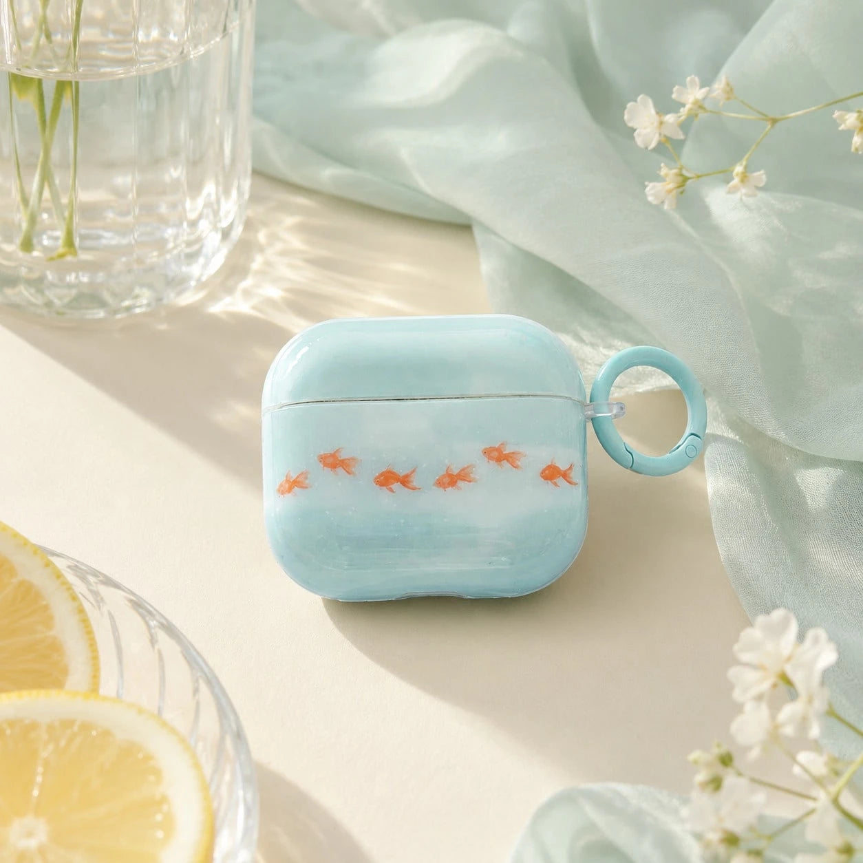 3 Styles Summer Goldfish Earphone Case Compatible With AirPods Case 2/3/4/Pro/Pro2/Pro3, With Ring Shockproof Earphone Case, Gift, Fashion Accessory, Birthday Gift For Men And Women, Holiday Gift