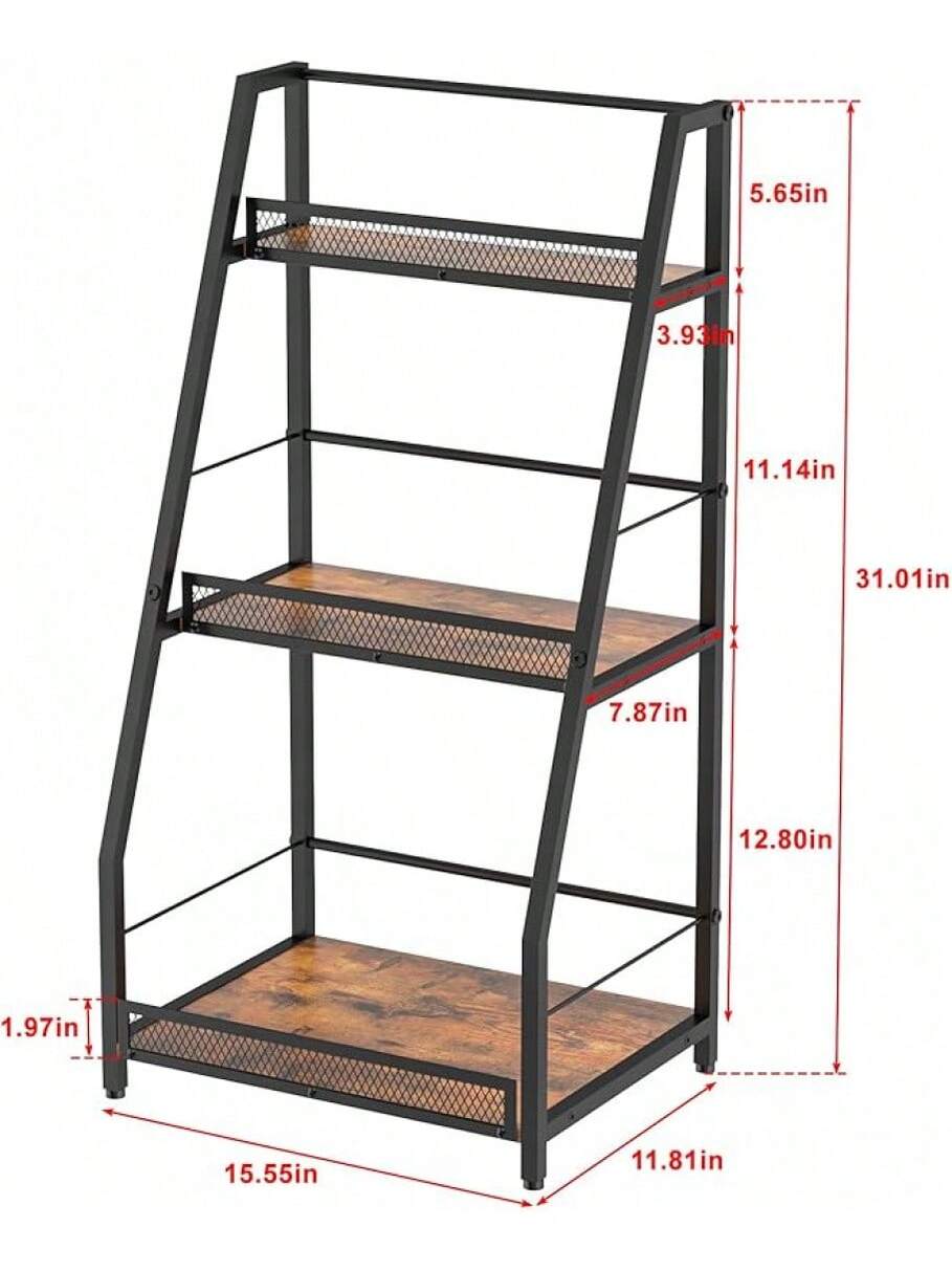 3-Tier Trapezoid Liquor Stand For Home Bar, Stepped Wine Rack Freestanding Floor For Liquor Whiskey Wine, Versatile Corner Wine Bottle Display Stand With Fences, Vintage Brown(Patent Pending)