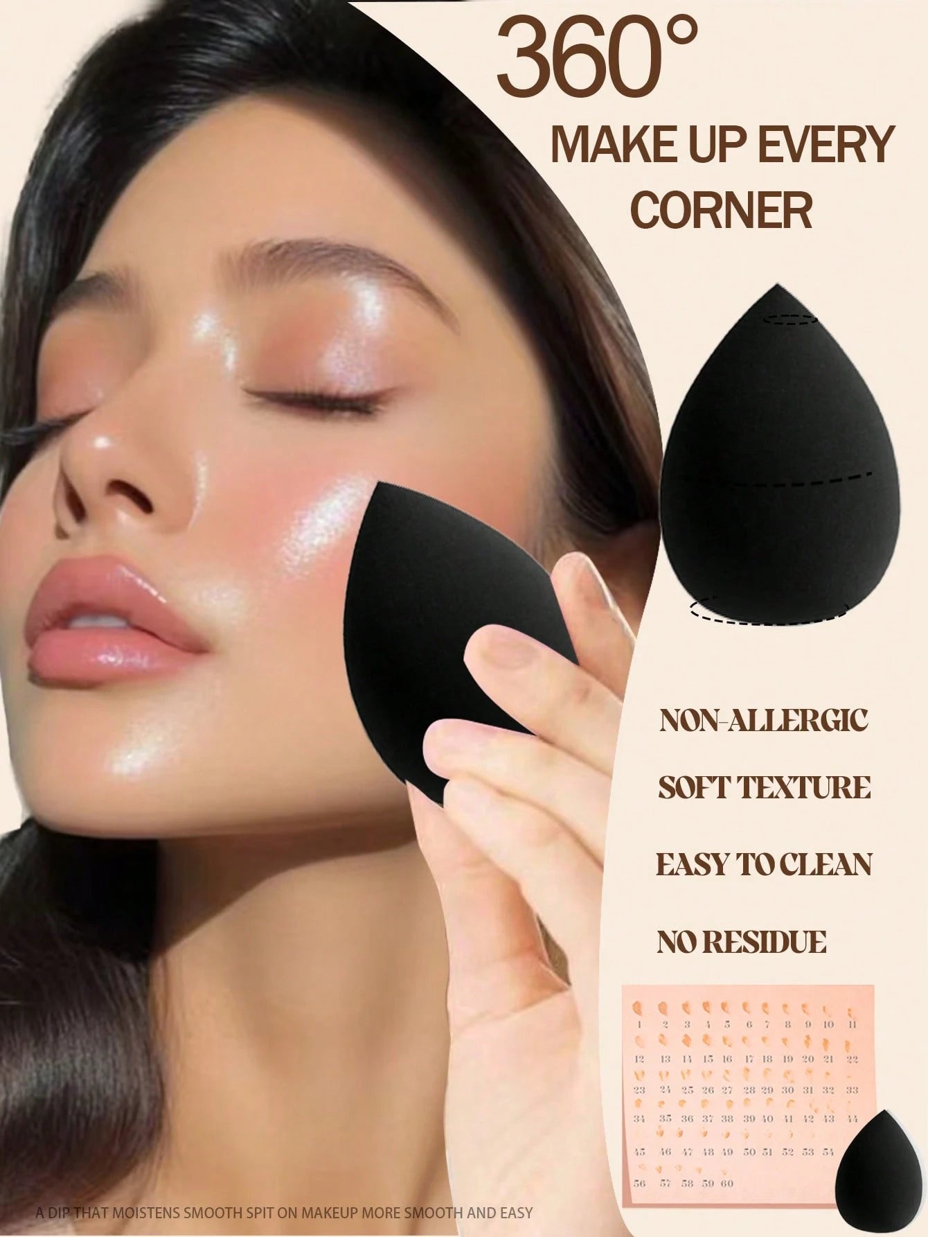 30/20/15/10/8//6/5/3/2pcs Multi-Functional Black Makeup Sponges, Liquid/Cream/Powder Seamless Smooth Makeup Sponges, Water Drop Shaped Makeup Sponges, Dry And Wet Use Makeup Tools, Multi-Functional Ma