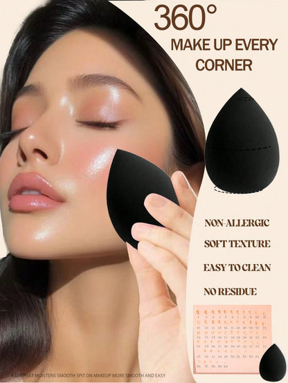 30/20/15/10/8//6/5/3/2pcs Multi-Functional Black Makeup Sponges, Liquid/Cream/Powder Seamless Smooth Makeup Sponges, Water Drop Shaped Makeup Sponges, Dry And Wet Use Makeup Tools, Multi-Functional Ma