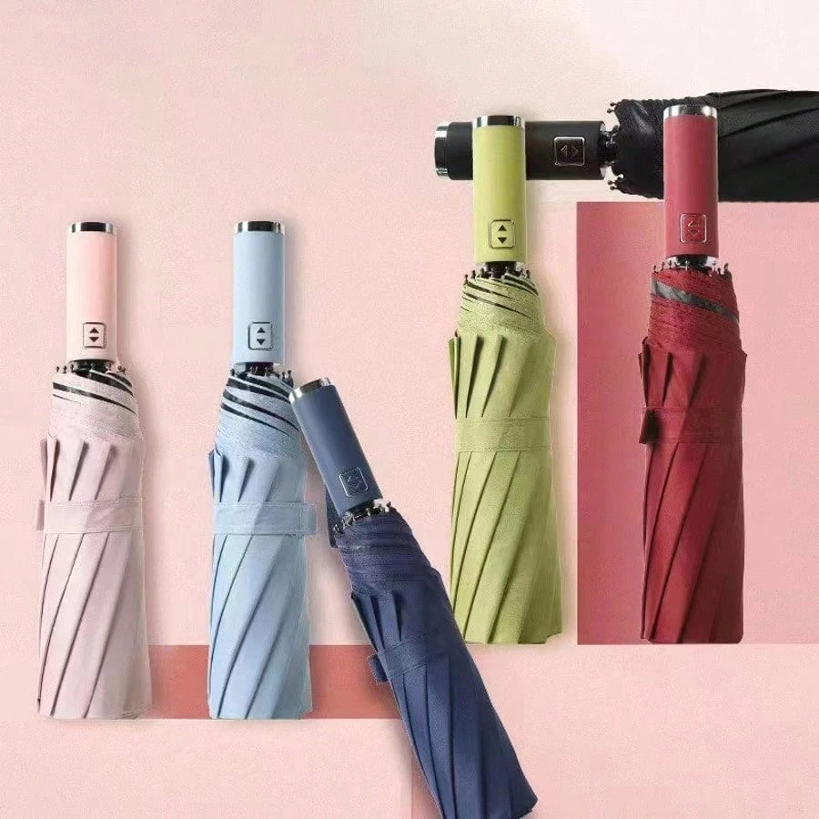 30 Bones Windproof Strong Reinforced Automatic Folding Umbrella For Men And Women, Large Buckle Handle Wind And Water Resistant 1PC Summer Cooling,Beach,Travel