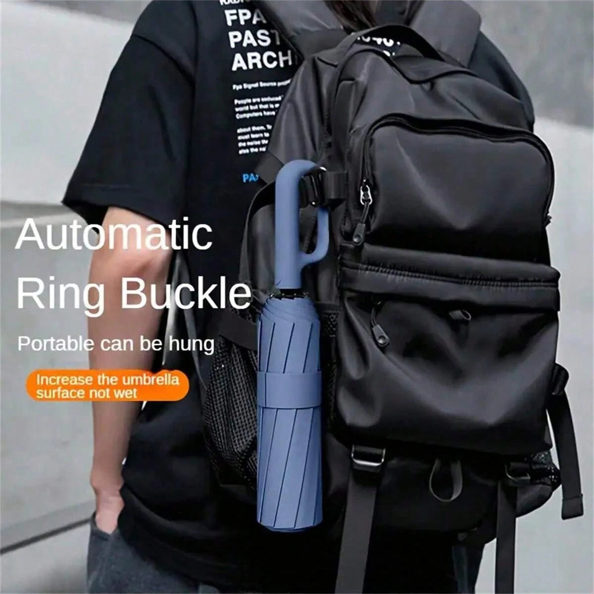 30 Bones Windproof Strong Reinforced Automatic Folding Umbrella For Men And Women, Large Buckle Handle Wind And Water Resistant 1PC Summer Cooling,Beach,Travel