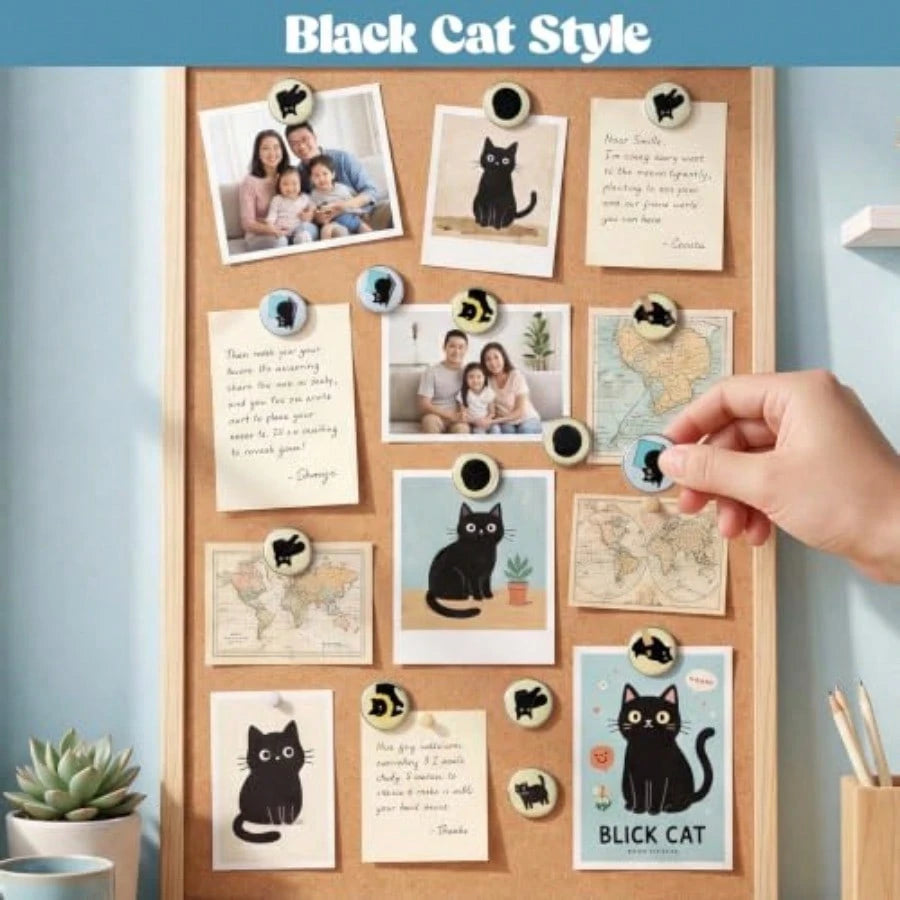 30 Pcs Cute Push Pins For Bulletin Board, Black Cat Thumb Tacks Decorative Push Pins For Classroom, Black Cat Lover Gifts, Wall Desk Accessories, Office Cork Board