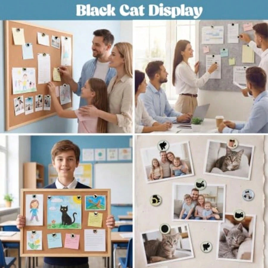 30 Pcs Cute Push Pins For Bulletin Board, Black Cat Thumb Tacks Decorative Push Pins For Classroom, Black Cat Lover Gifts, Wall Desk Accessories, Office Cork Board