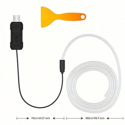 300cm/118.11 Inches Car Atmosphere Light, Multiple Colors, USB Plug-In Atmosphere Light Strip, Mobile Phone APP Music Rhythm Control LED Light, Car High Brightness Neon Light Set
