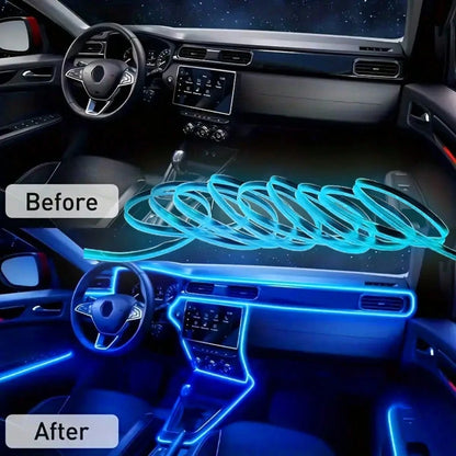 300cm/118.11 Inches Car Atmosphere Light, Multiple Colors, USB Plug-In Atmosphere Light Strip, Mobile Phone APP Music Rhythm Control LED Light, Car High Brightness Neon Light Set