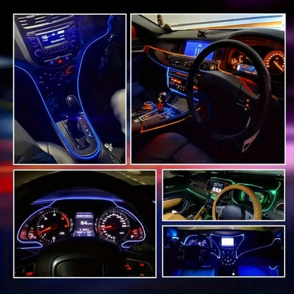 300cm/118.11 Inches Car Atmosphere Light, Multiple Colors, USB Plug-In Atmosphere Light Strip, Mobile Phone APP Music Rhythm Control LED Light, Car High Brightness Neon Light Set