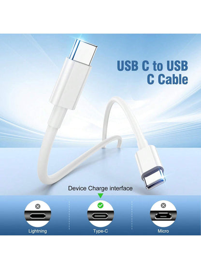 30W USB-C Fast Charging Adapter With 3.3FT/100cm Long Charging Cable Data Line USB-C To Type-C Charging Set, Compatible With IPhone 17 16 15 Pro Max Plus,// Charging Set