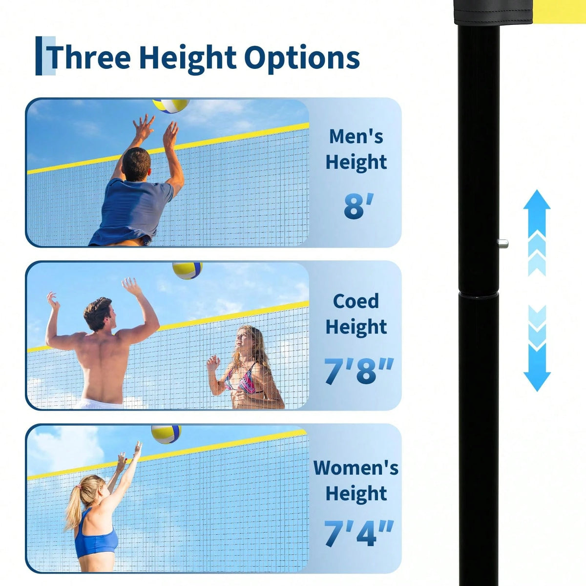 32 FT Volleyball Practice Net With Ball Return- Adjustable Height Training Net For Serving & Spiking, Portable Set With Carry Bag For Backyard & Beach