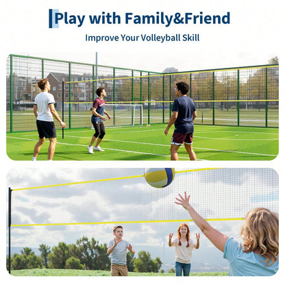 32 FT Volleyball Practice Net With Ball Return- Adjustable Height Training Net For Serving & Spiking, Portable Set With Carry Bag For Backyard & Beach