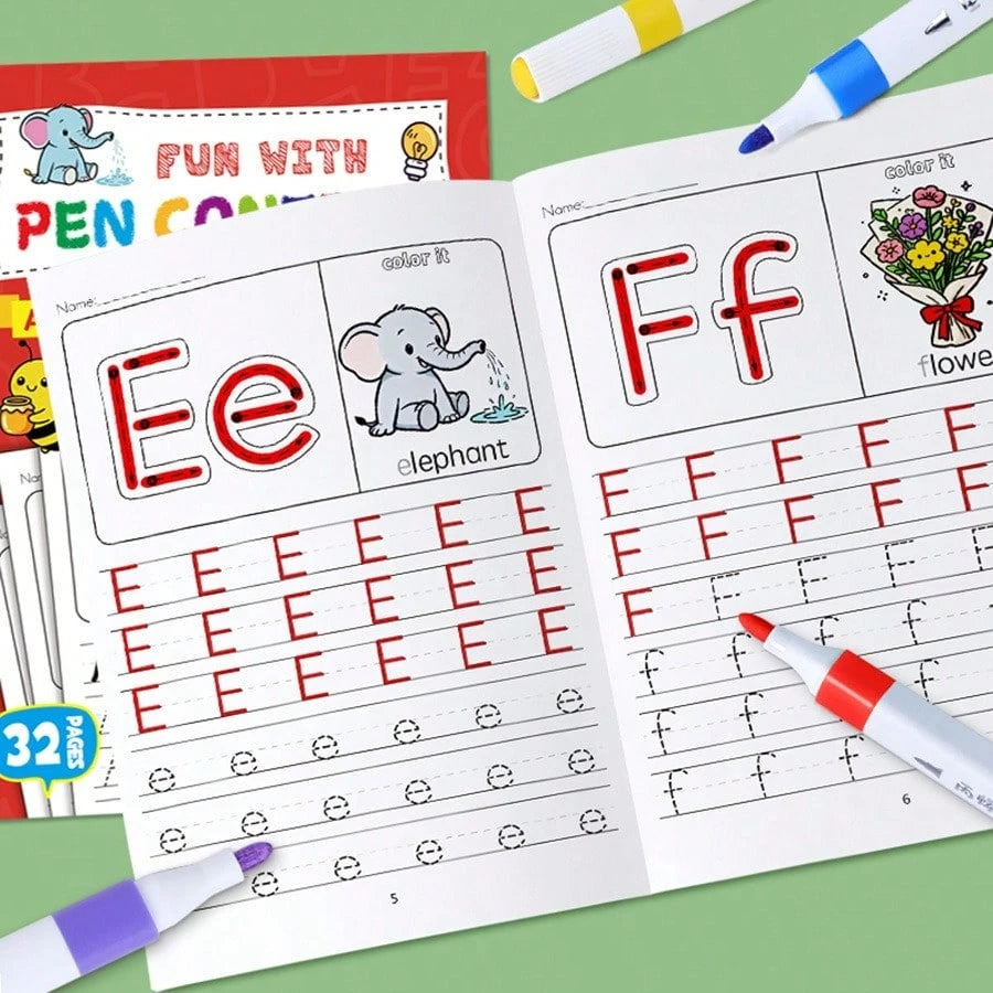 32-Page Toddler Alphabet Tracing Workbook- With Fun Visual Aids (Apples, Etc.), Easy Learning To Write, Perfect Educational Gift For Early Literacy And Fine Motor Skills