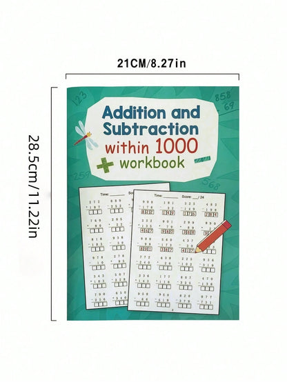 32 Pages Addition And Subtraction Math Learning Workbook Under 1000, Math Practice Sheets, Learning Activity Worksheets, Early Education Math Enlightenment, School Learning And Education Writing Suppo
